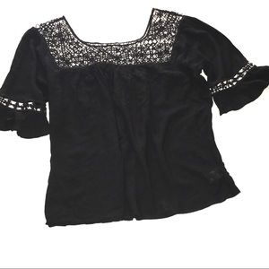 JEANS BY BUFFALO BLACK BLOUSE LACE UPPER SZ L NWT